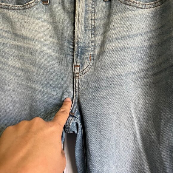Madewell Perfect Vintage Straight Danby Wash Blue Knee Rip Jeans Women's Size 24 - Picture 4 of 11